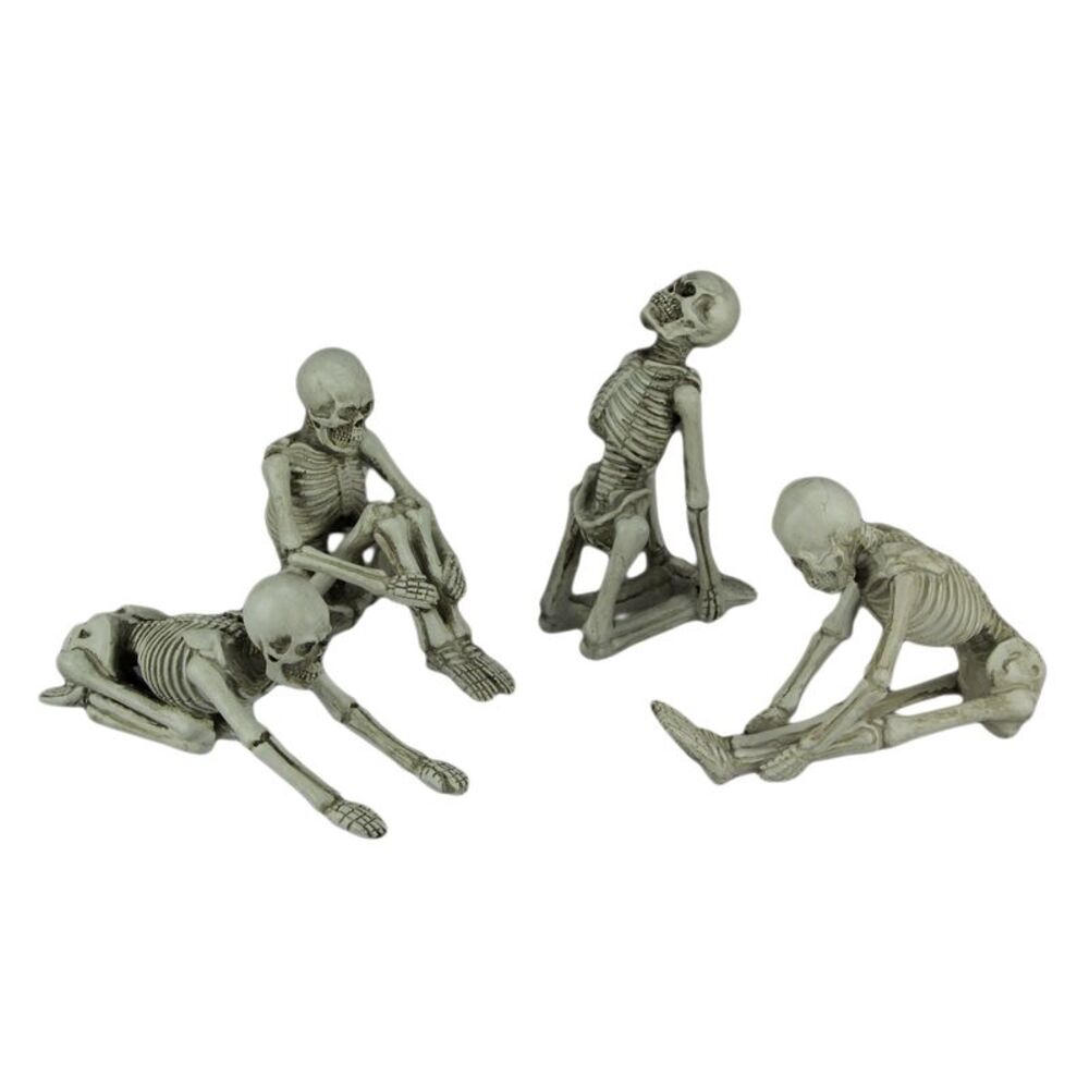 Bone Stretchers Zen Yoga Meditating Skeleton Figurines Set of 4